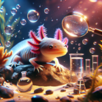 Un l axolotl aux couleurs vives se déplace dans son habitat aquatique, entouré de plantes sous-marines.