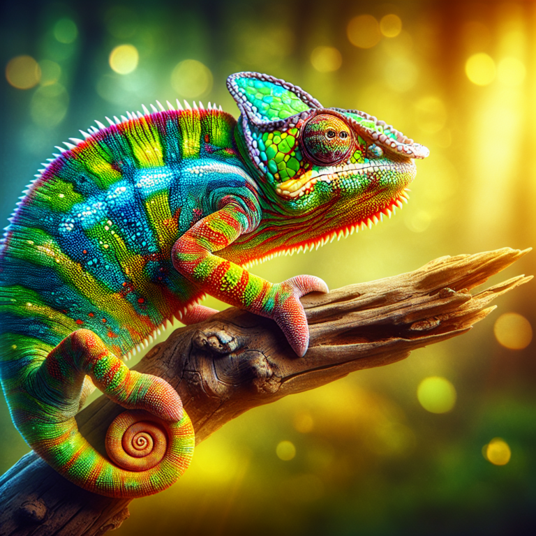 Un lézard coloré se camoufle dans son environnement, affichant des nuances vibrantes, dont une teinte ( couleur cameleon).