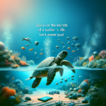 Une tortue se repose paisiblement sur une plage ensoleillée, entourée de vagues douces et de sable doré.