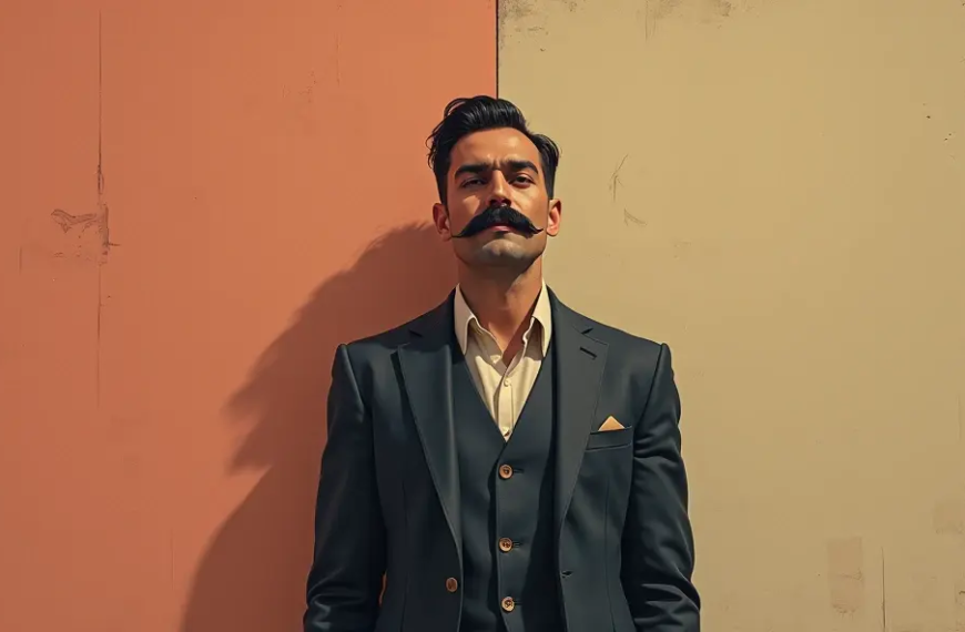 Jérémy Lopez - il ya un homme avec une moustache et une moustache debout devant un mur, mickael lelièvre, , fond de couleur mat et muet, Kyle Hotz, Alex Kiesling , , alex , Mark Simonetti, par Pablo Rey, il faisait un froid glacial, mikko, avec moustache