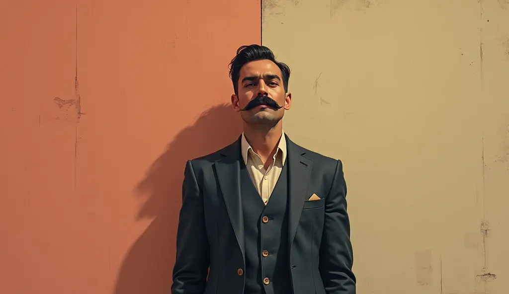 Jérémy Lopez - il ya un homme avec une moustache et une moustache debout devant un mur, mickael lelièvre, , fond de couleur mat et muet, Kyle Hotz, Alex Kiesling , , alex , Mark Simonetti, par Pablo Rey, il faisait un froid glacial, mikko, avec moustache