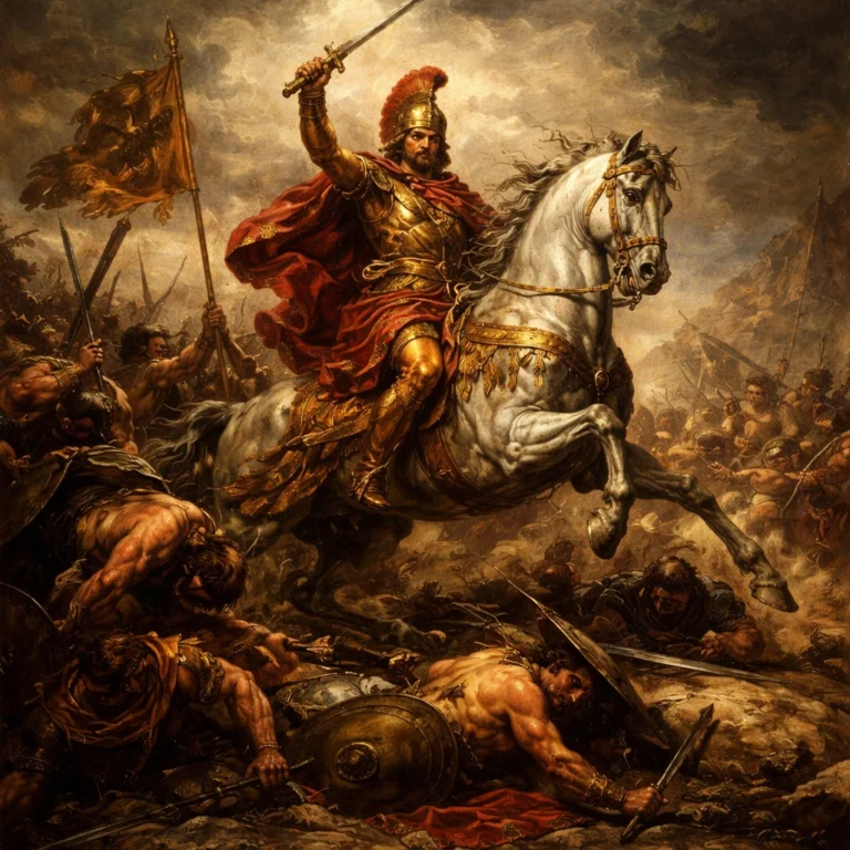 Tableau représentant une toile héroïque classique, scène épique et dramatique