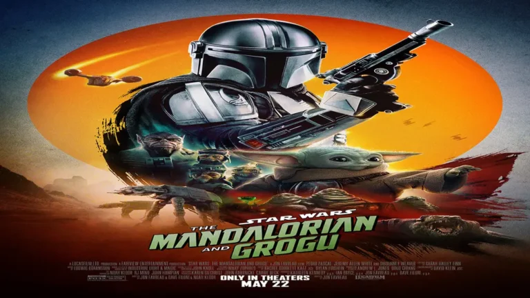 Affiche de Star Wars : The Mandalorian et Grogu avec Din Djarin et Grogu dans un décor spatial