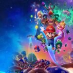 Mario et Luigi dans un décor spatial coloré du film The Super Mario Galaxy Movie